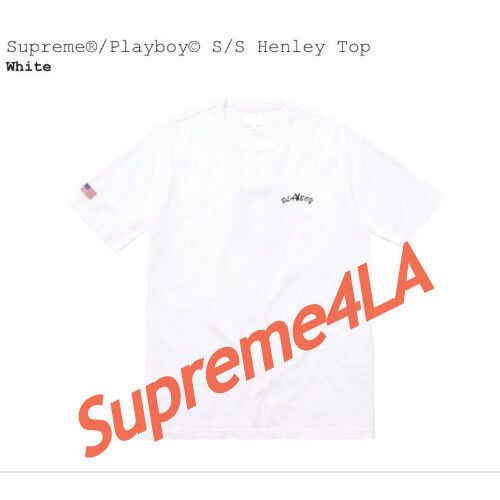 image of 17Ss Playboy S/s Henley Top White Size Xl, Men's