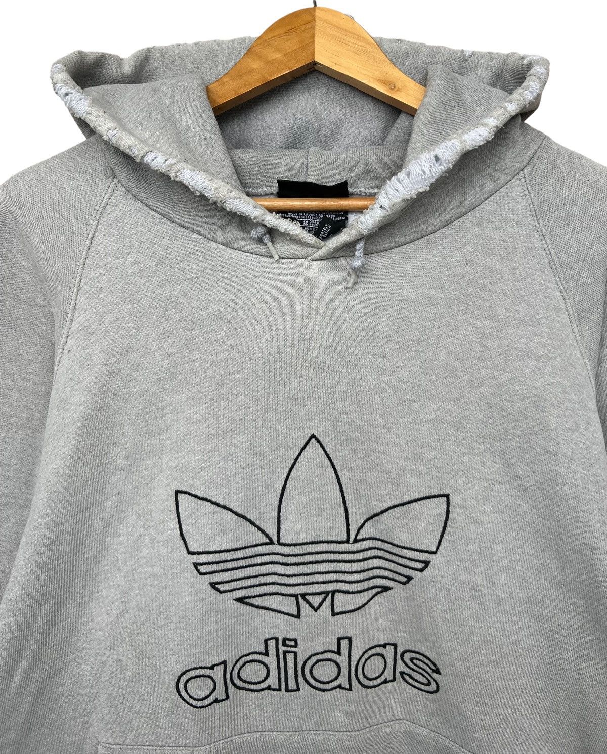 Vintage Vintage 90s Adidas Distressed Thrashed Sun Faded Hoodie XL Size US XL / EU 56 / 4 - 13 Thumbnail