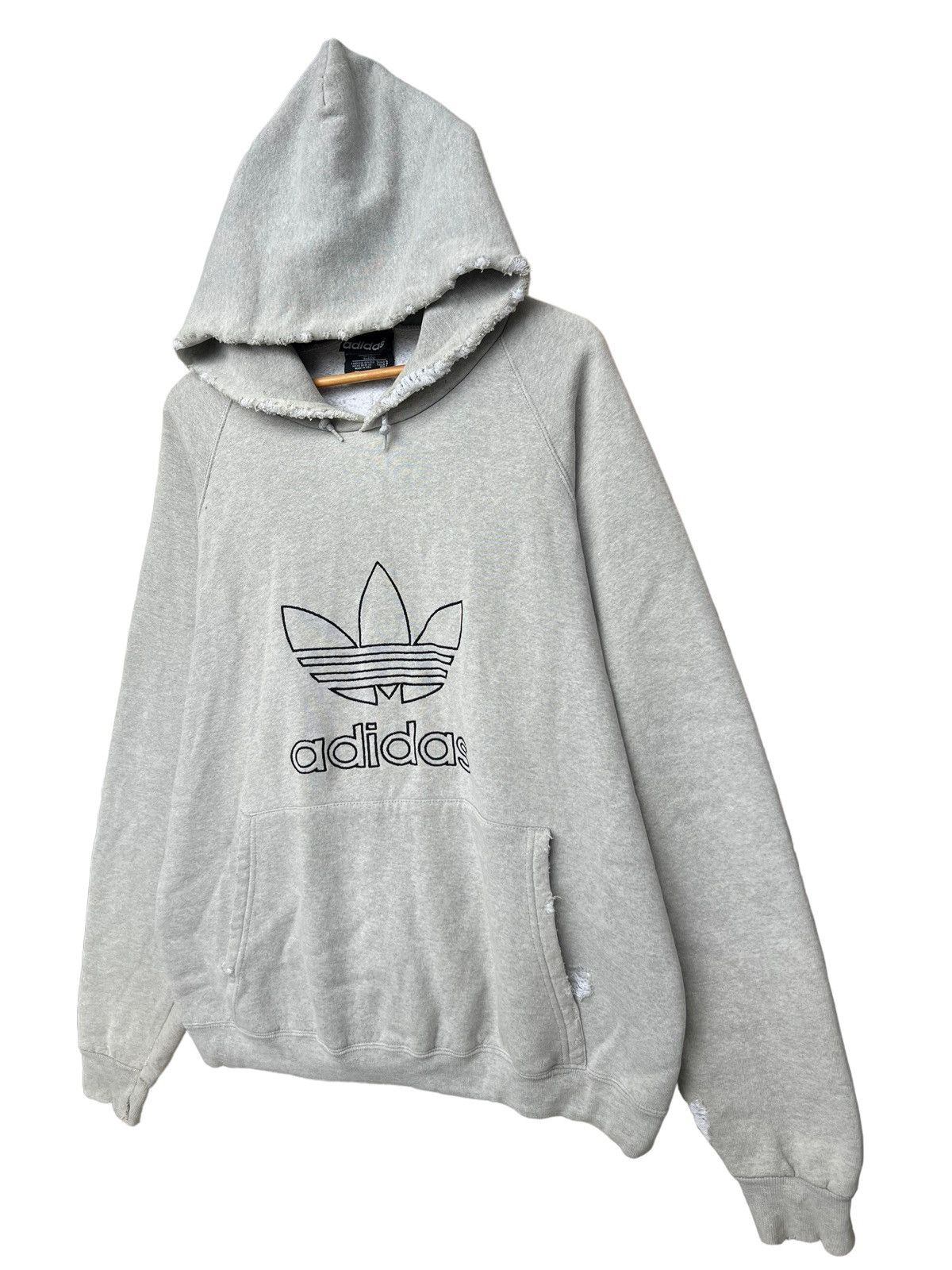 Vintage Vintage 90s Adidas Distressed Thrashed Sun Faded Hoodie XL Size US XL / EU 56 / 4 - 5 Thumbnail