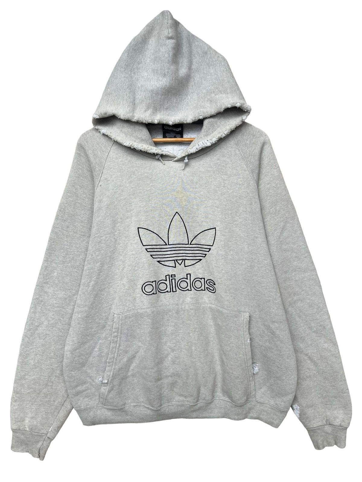 Vintage Vintage 90s Adidas Distressed Thrashed Sun Faded Hoodie XL Size US XL / EU 56 / 4 - 2 Thumbnail