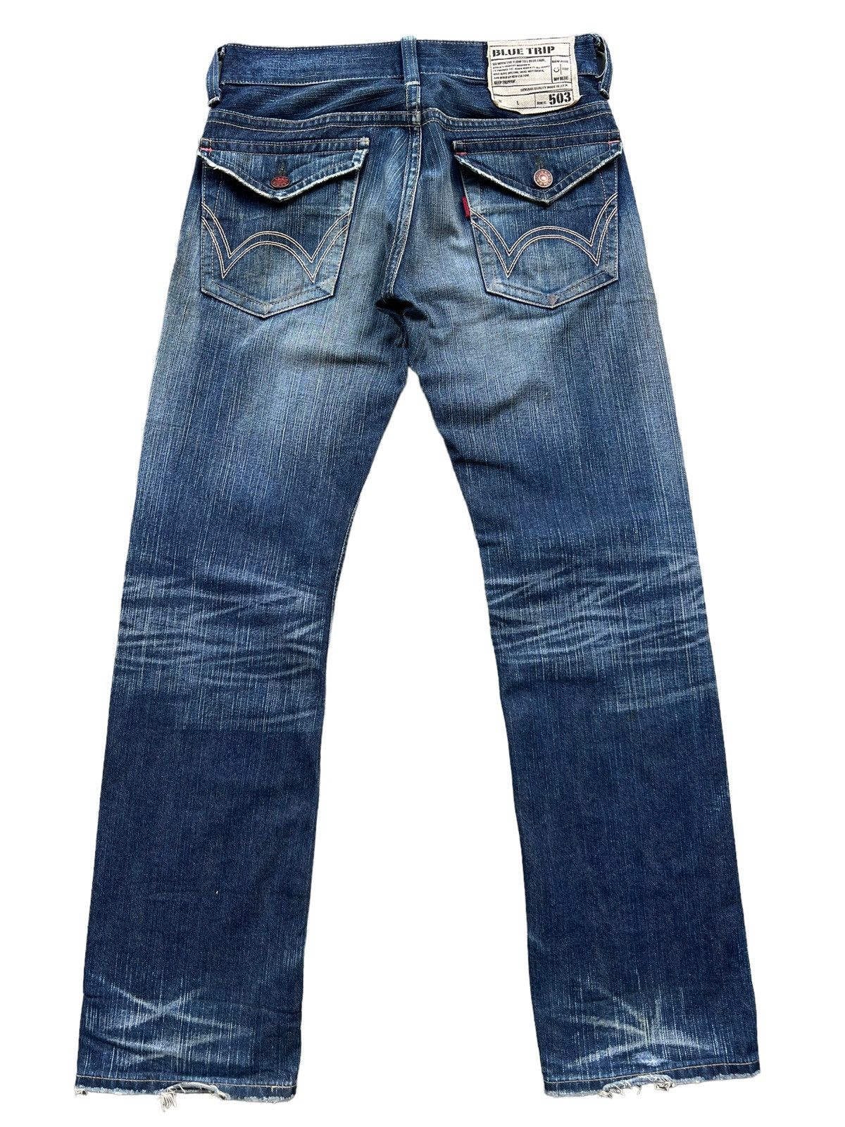 Edwin Vintage Edwin Blue Trip Distressed Denim Jeans 31x32 Size US 31 - 3 Thumbnail