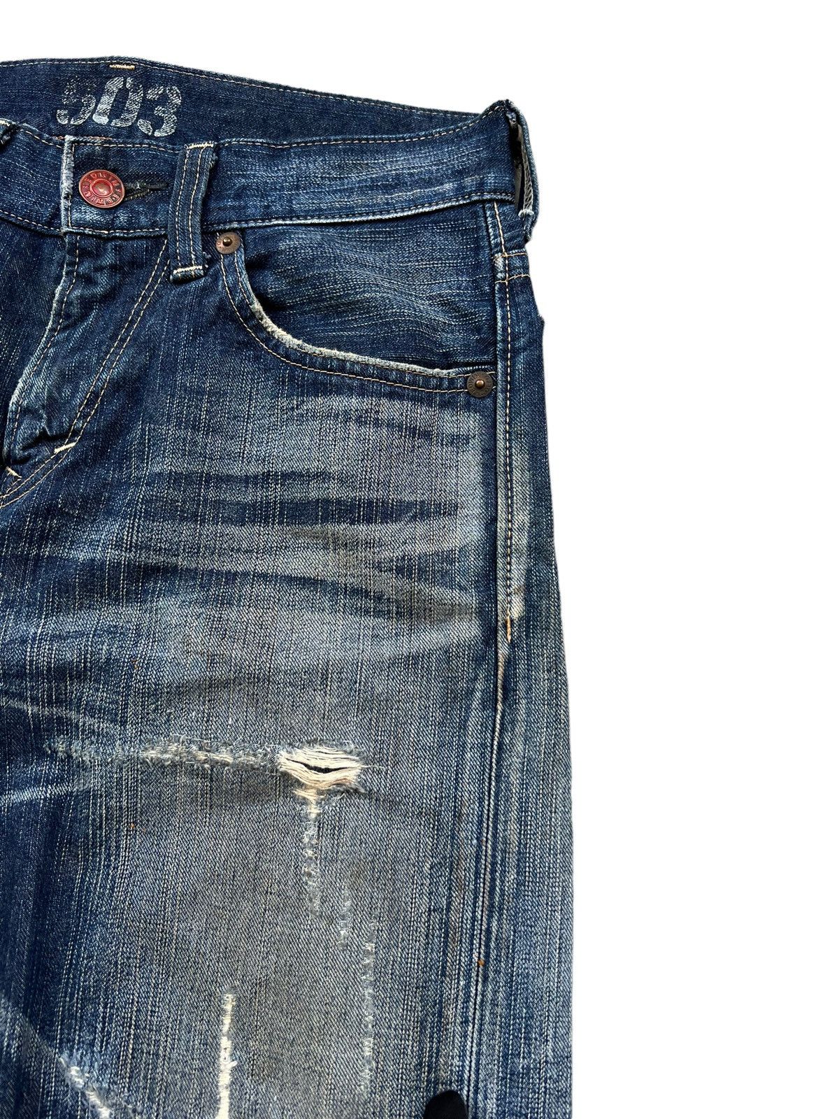 Edwin Vintage Edwin Blue Trip Distressed Denim Jeans 31x32 Size US 31 - 6 Thumbnail