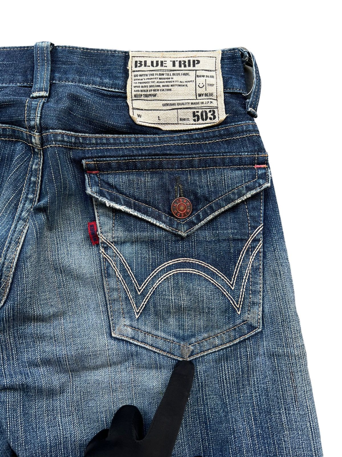 Edwin Vintage Edwin Blue Trip Distressed Denim Jeans 31x32 Size US 31 - 9 Thumbnail
