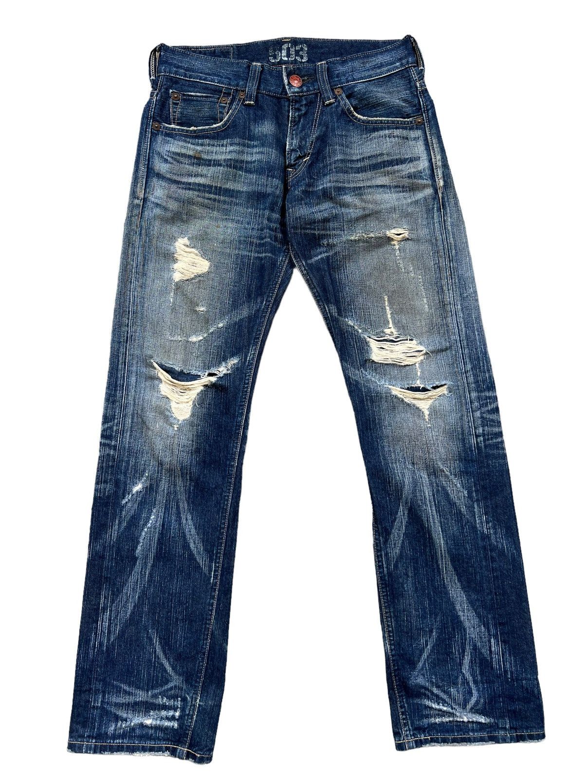 Edwin Vintage Edwin Blue Trip Distressed Denim Jeans 31x32 Size US 31 - 2 Thumbnail