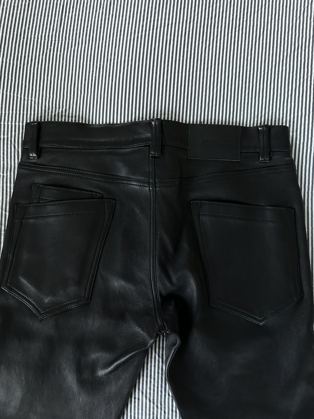 Helmut Lang Black Stretch Lambskin Pants Size US 31 - 4 Thumbnail