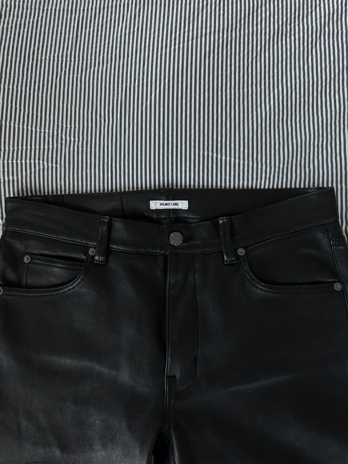 Helmut Lang Black Stretch Lambskin Pants Size US 31 - 1 Thumbnail
