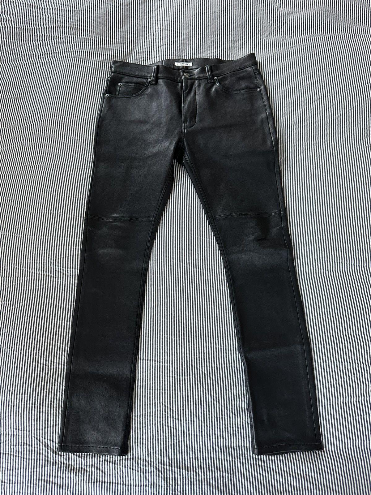 Helmut Lang Black Stretch Lambskin Pants Size US 31 - 2 Thumbnail