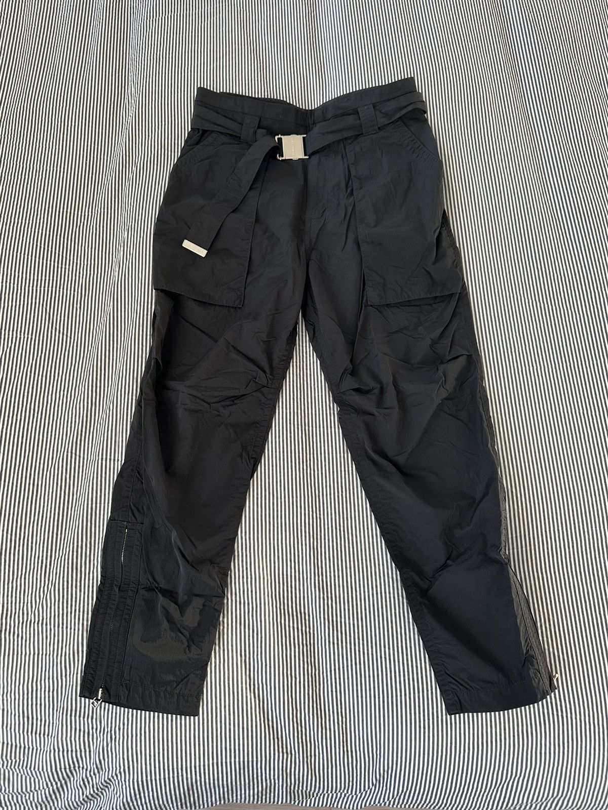 Helmut Lang Black Nylon Zipped Pants Size US 29 - 1 Thumbnail