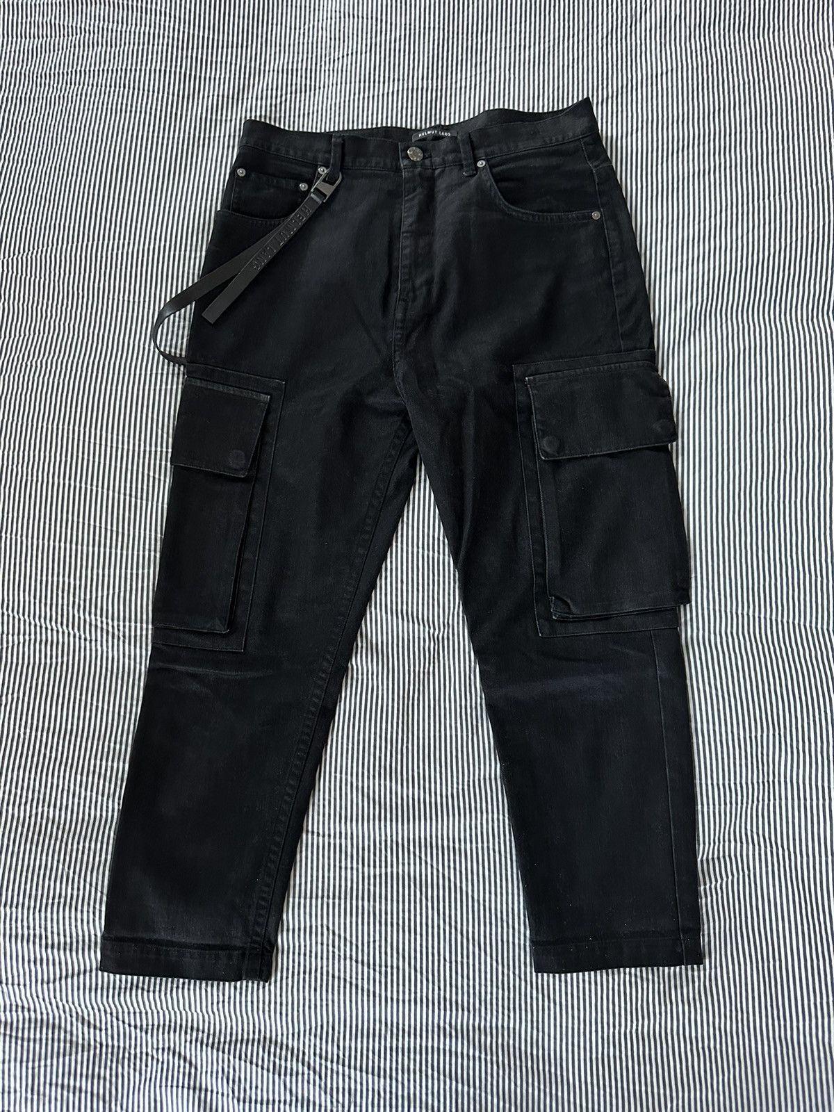 image of Helmut Lang Black Denim Cargo Pants, Men's (Size 30)