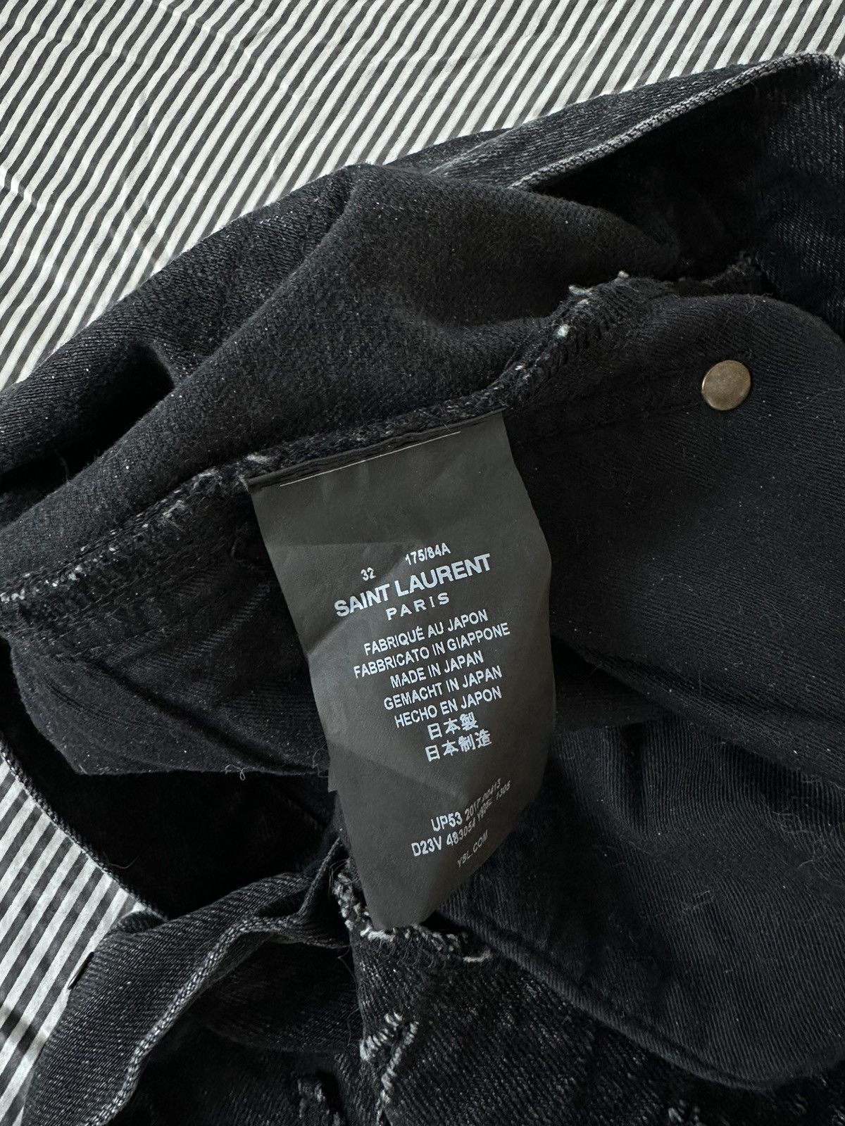 Saint Laurent Paris D14 Distressed Black Japanese Denim Jeans Size US 32 / EU 48 - 7 Thumbnail