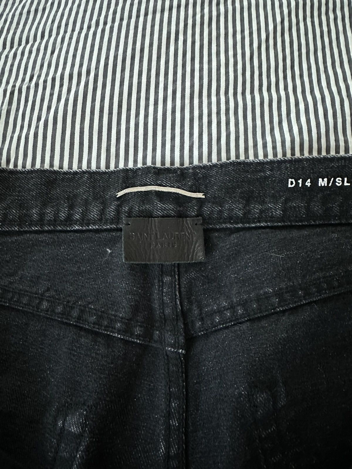 Saint Laurent Paris D14 Distressed Black Japanese Denim Jeans Size US 32 / EU 48 - 3 Thumbnail