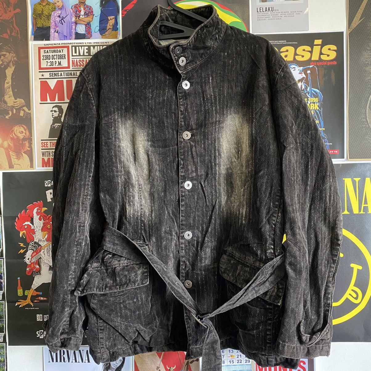 image of Mossimo Sport Faded Black Distressed Jacket, Women's (Size Large)
