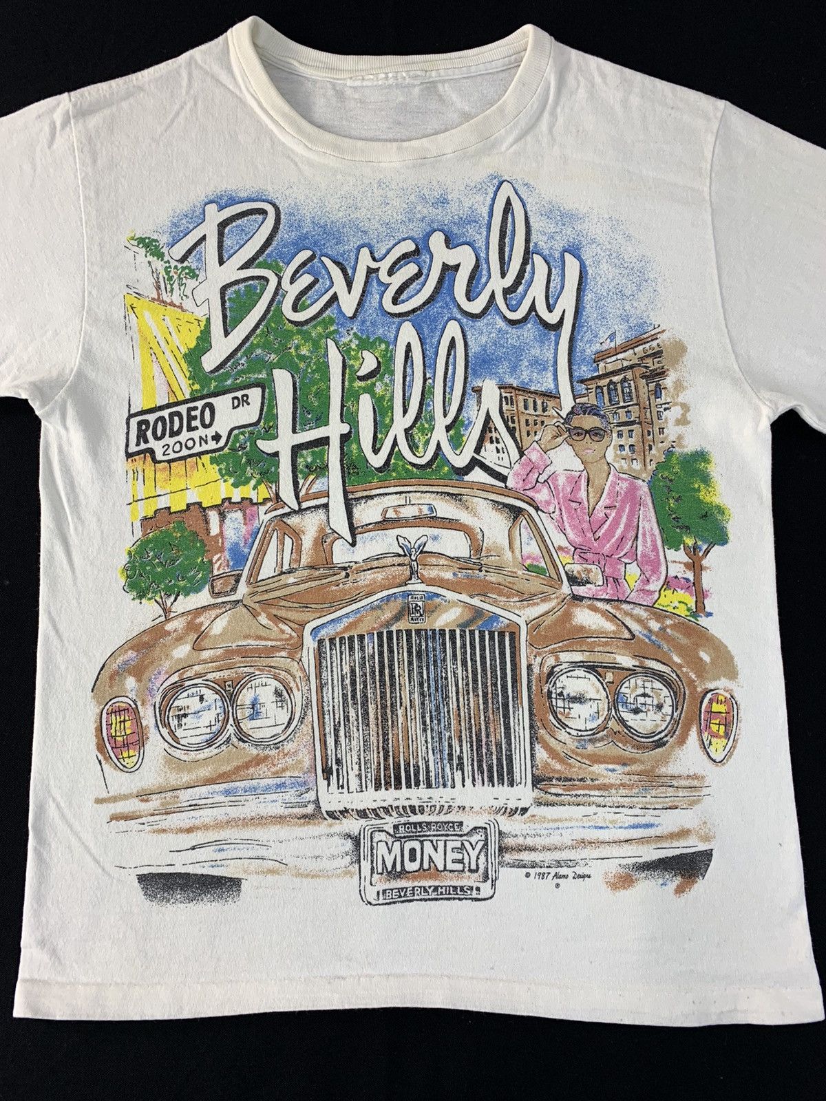 Vintage 90s 1987 Alamo Design Beverly Hills Big Graphic Screen Tee Size US S / EU 44-46 / 1 - 2 Thumbnail