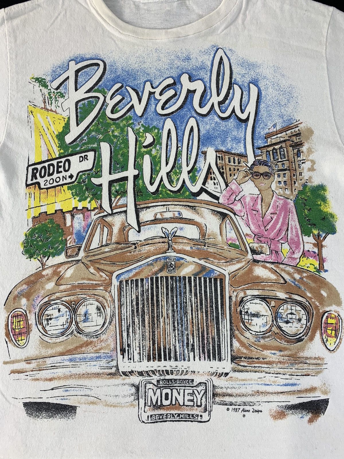 Vintage 90s 1987 Alamo Design Beverly Hills Big Graphic Screen Tee Size US S / EU 44-46 / 1 - 3 Thumbnail