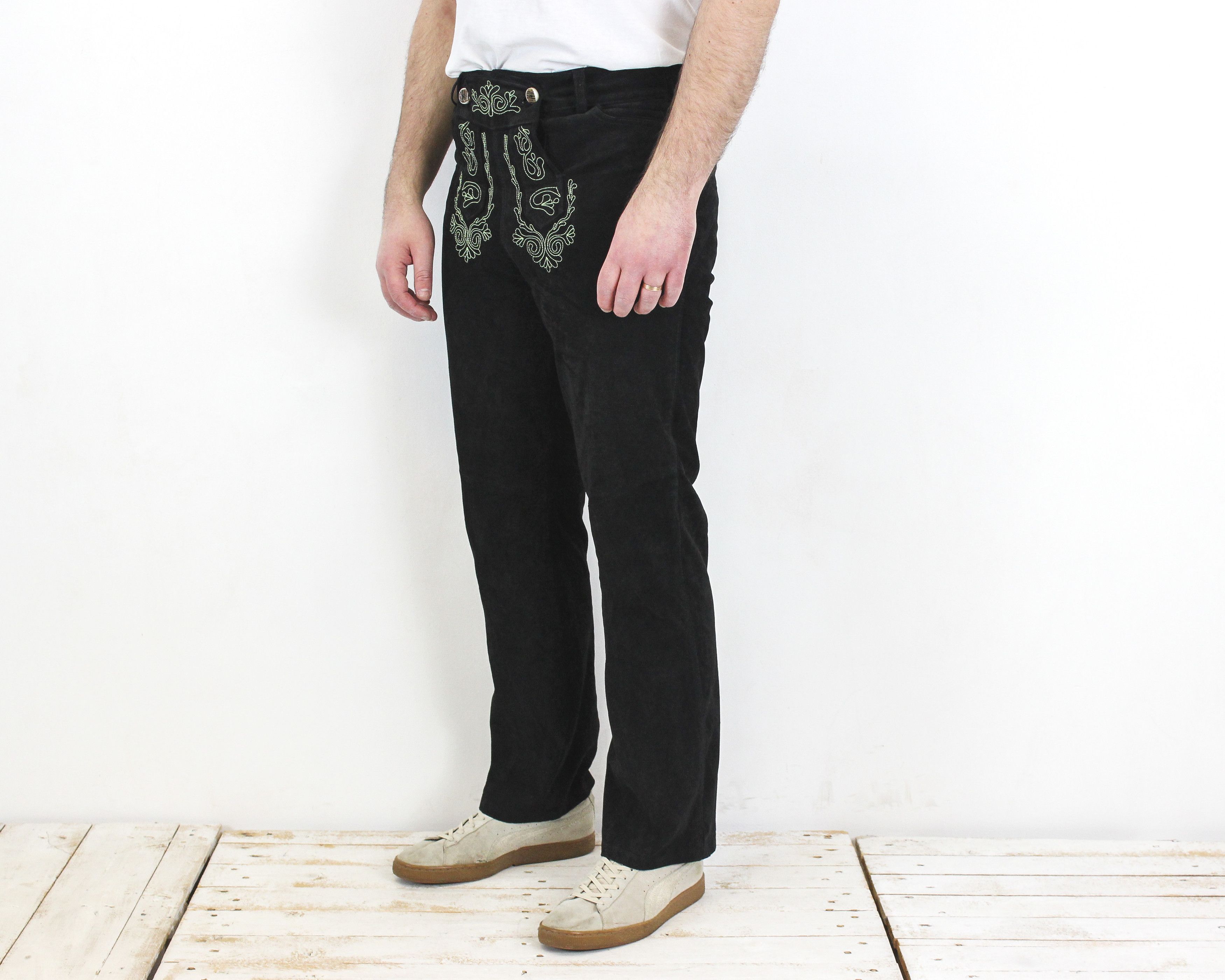 Leather Wiesenprinz W34 L32 Trachten Jager Suede Leather Pants Size US 34 / EU 50 - 4 Thumbnail