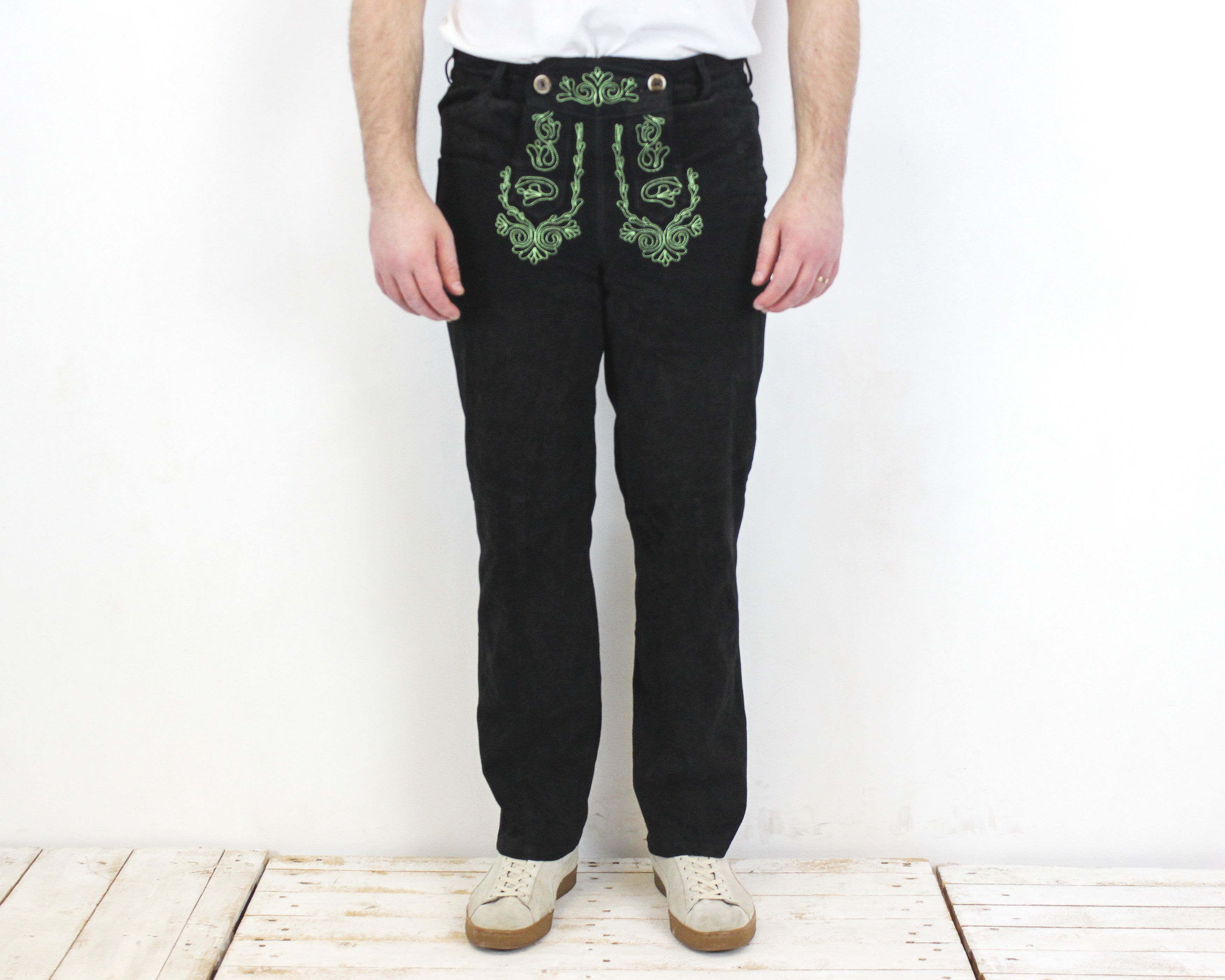 Leather Wiesenprinz W34 L32 Trachten Jager Suede Leather Pants Size US 34 / EU 50 - 1 Thumbnail