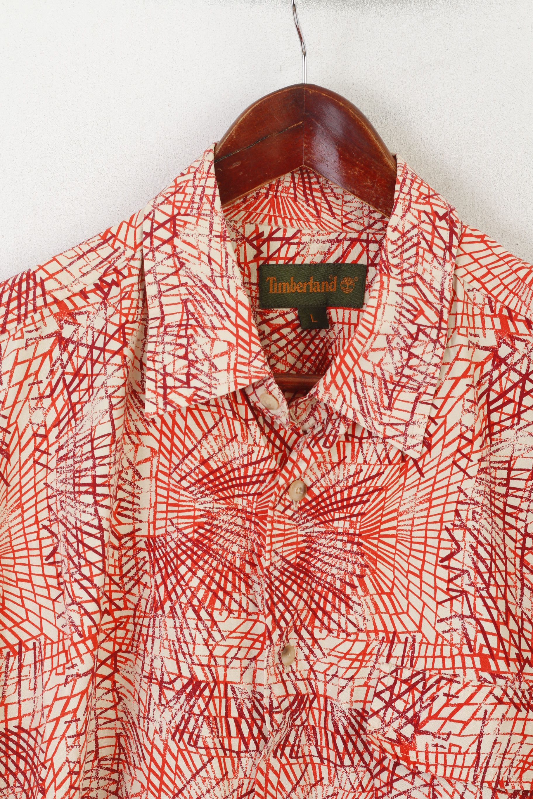 Timberland Timberland Men L Casual Shirt Orange Printed 8409 Size US L / EU 52-54 / 3 - 3 Thumbnail
