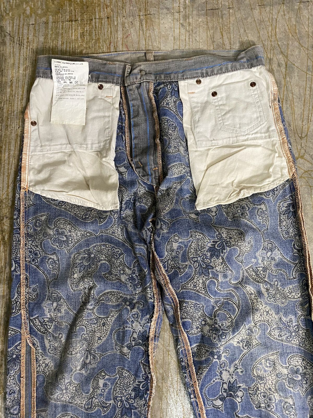 Comme des Garcons Homme Plus AD2003 stripe paisley denim Size US 31 - 3 Thumbnail