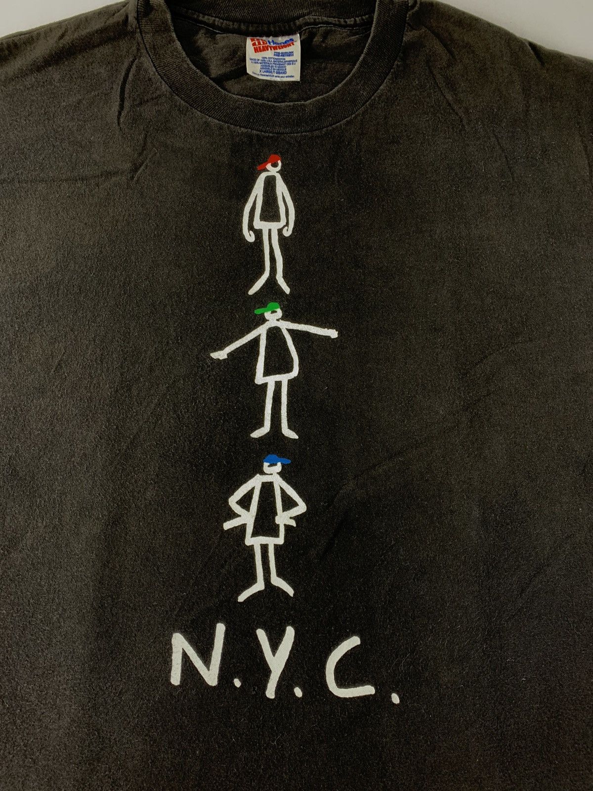 Vintage 90s NYC New York City Stick Man Printed Tee Size US XL / EU 56 / 4 - 4 Thumbnail