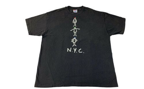 Vintage 90s NYC New York City Stick Man Printed Tee Size US XL / EU 56 / 4 - 1 Thumbnail