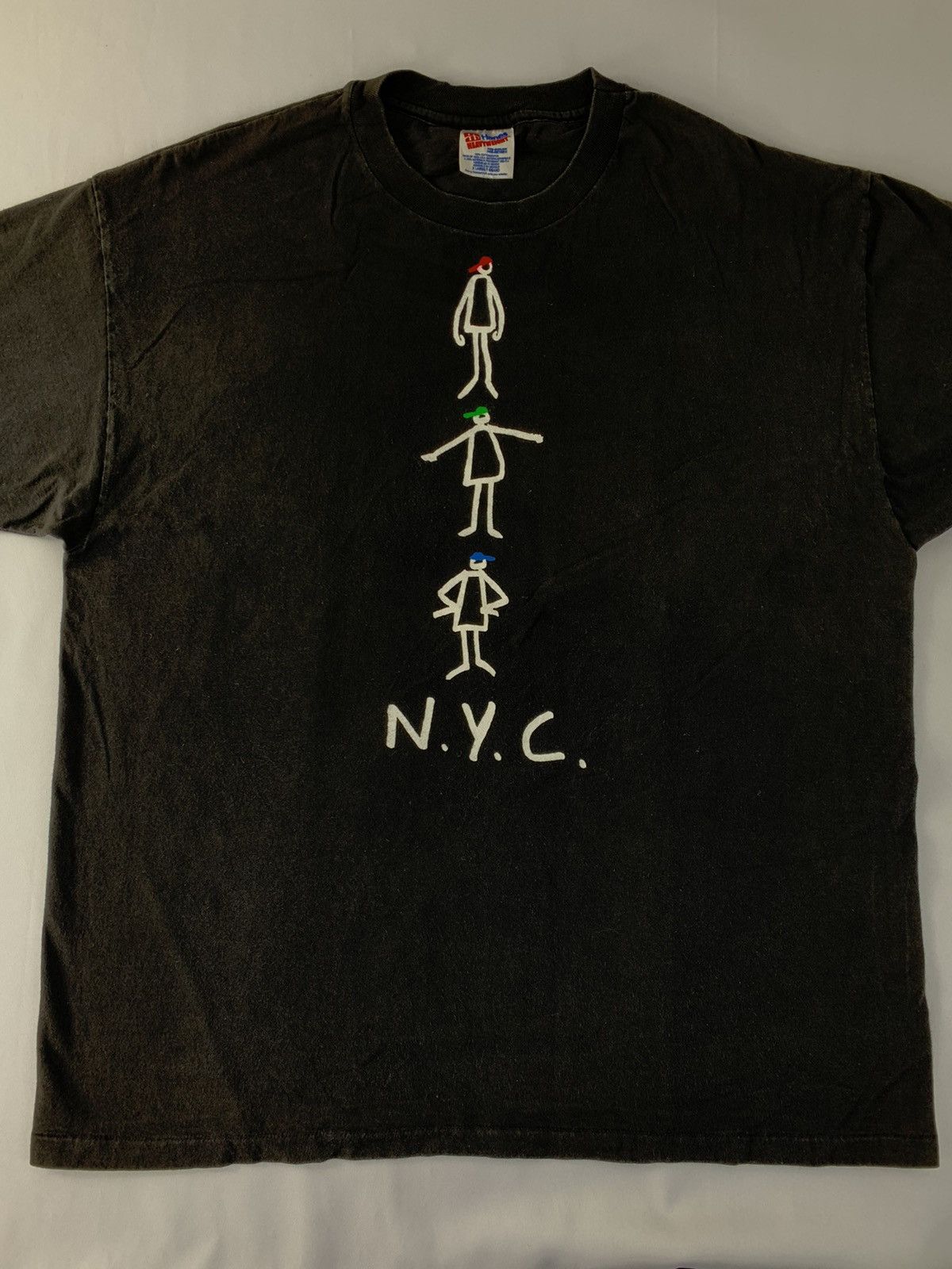 Vintage 90s NYC New York City Stick Man Printed Tee Size US XL / EU 56 / 4 - 3 Thumbnail