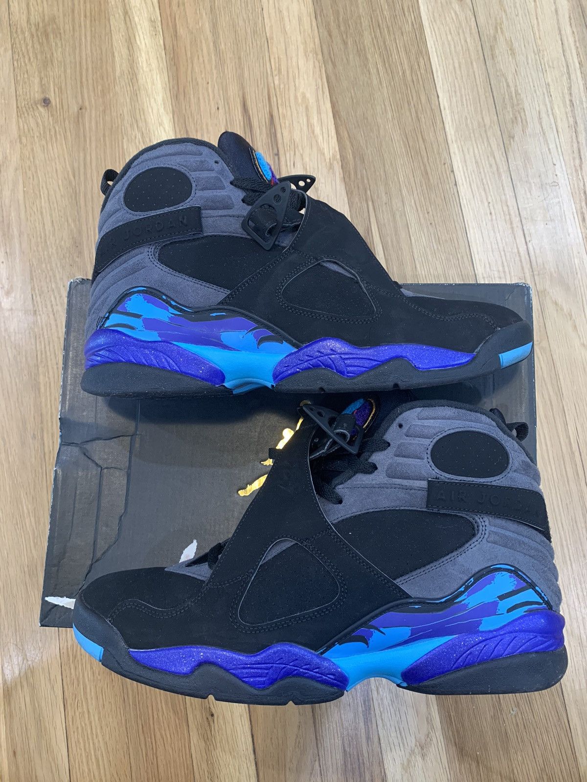 image of Air Jordan 8 Retro Aqua Shoes in Black, Men's (Size 12)