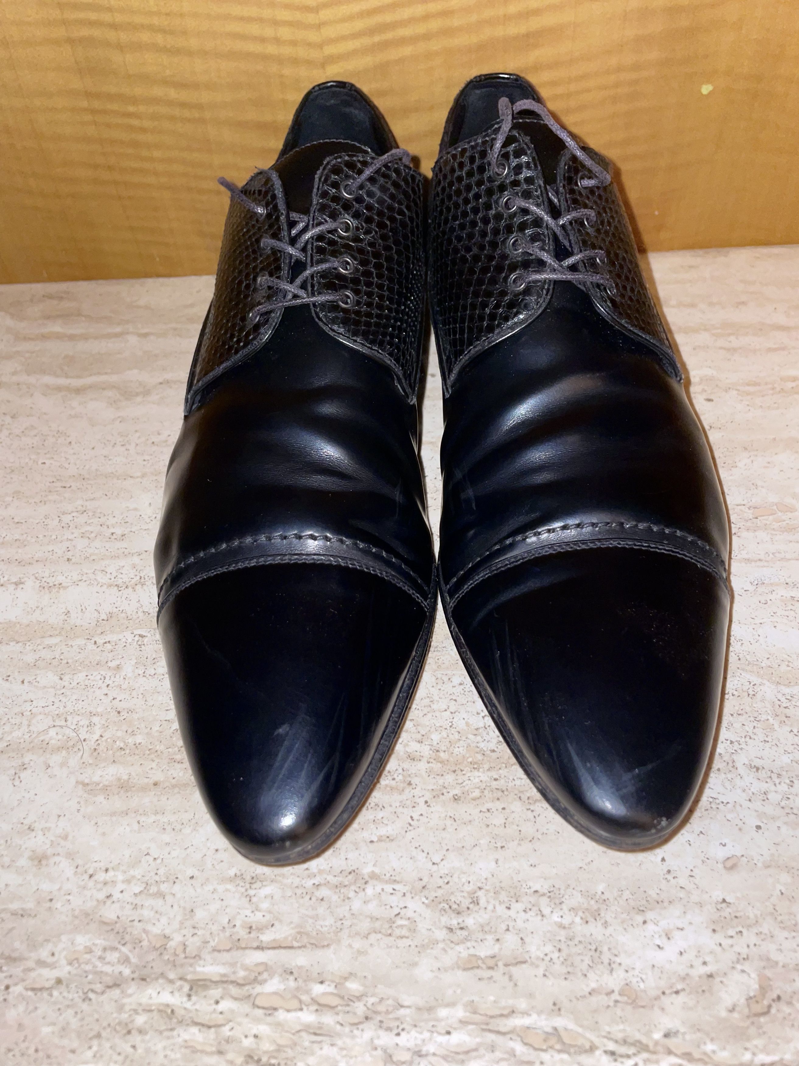 Dolce & Gabbana GLOSSY BOX CALFSKIN & PYTHON JAZZ LEATHER DERBY SHOES Size US 11 / EU 44 - 4 Thumbnail