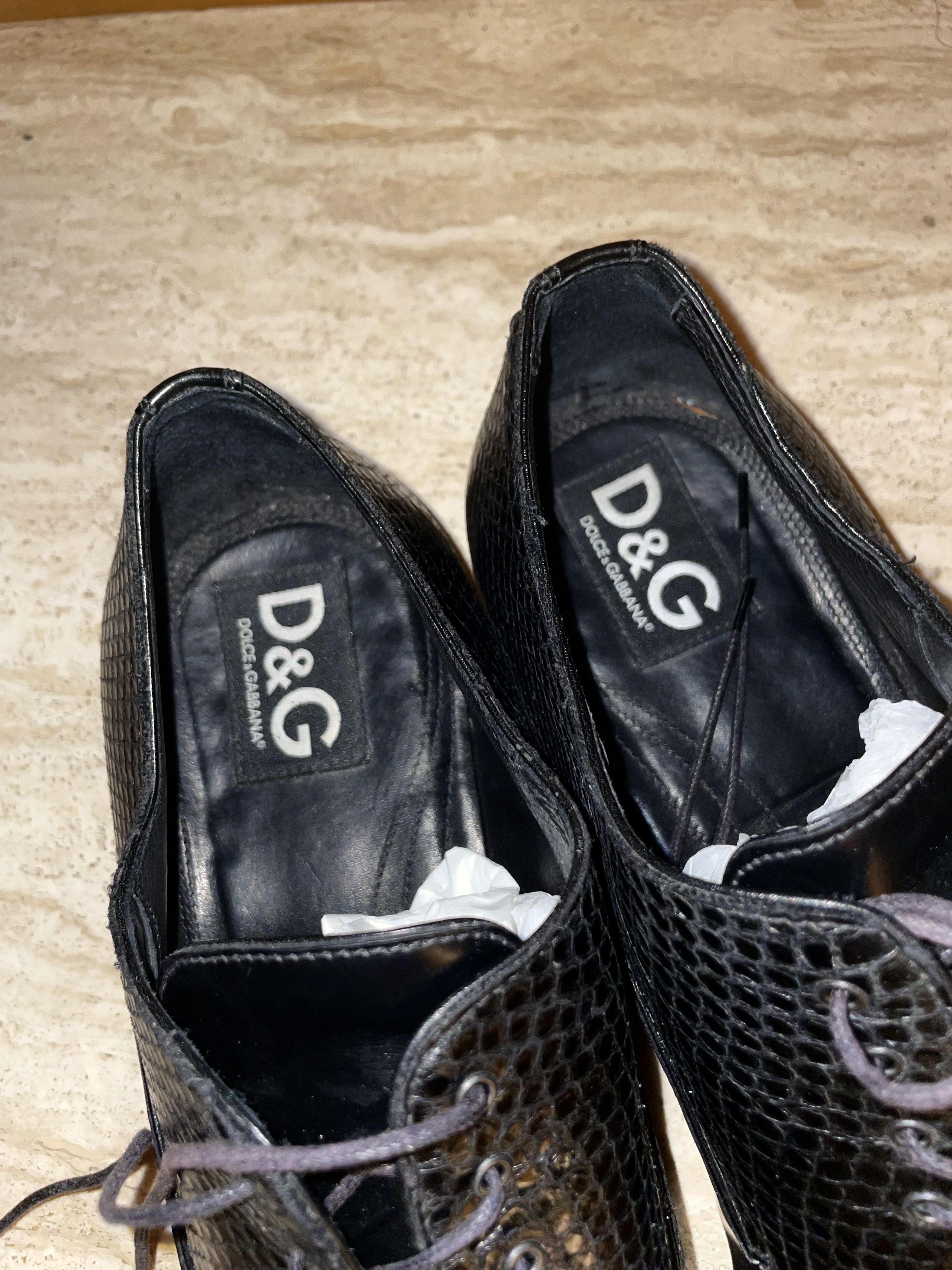 Dolce & Gabbana GLOSSY BOX CALFSKIN & PYTHON JAZZ LEATHER DERBY SHOES Size US 11 / EU 44 - 9 Thumbnail