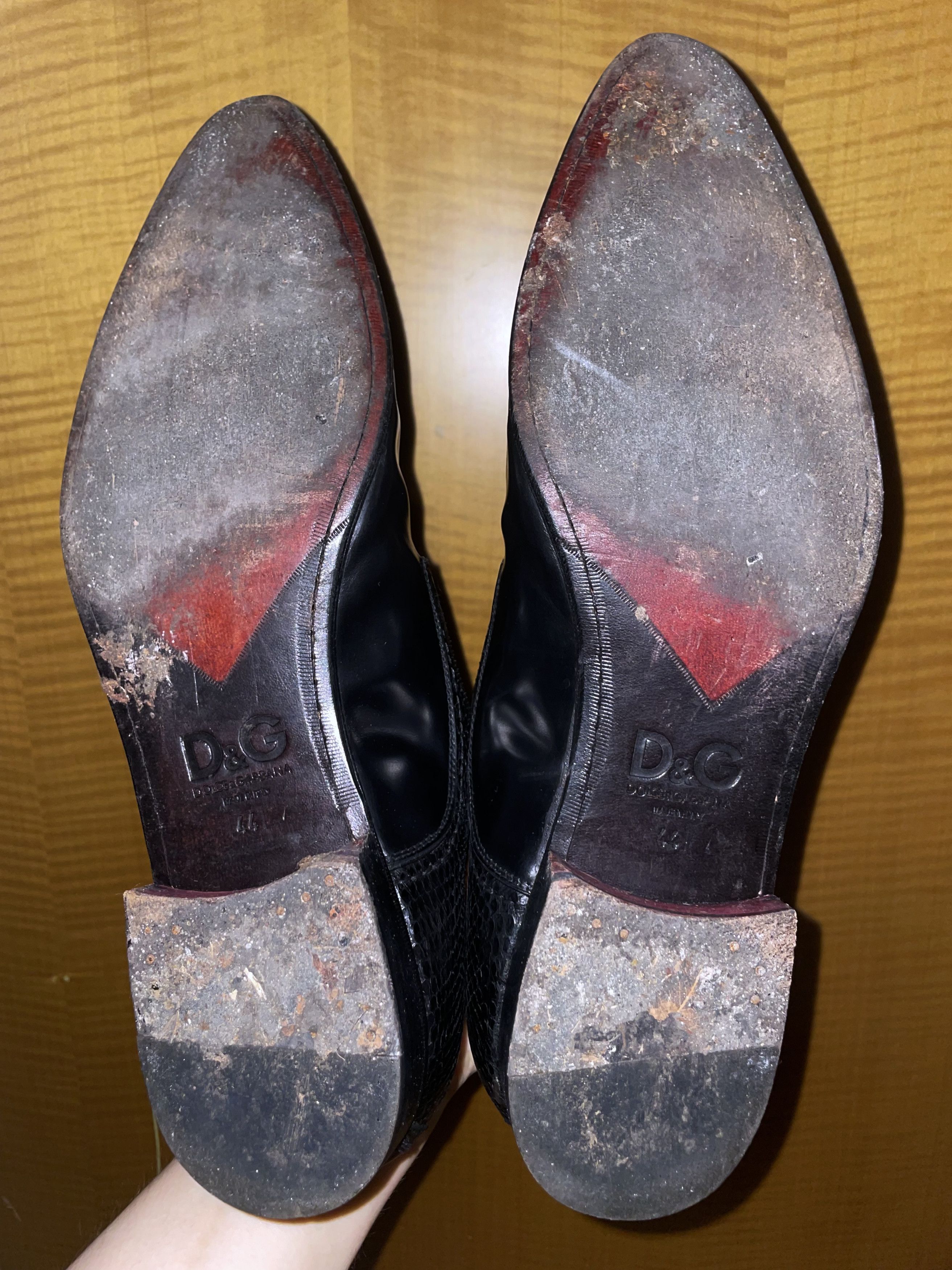 Dolce & Gabbana GLOSSY BOX CALFSKIN & PYTHON JAZZ LEATHER DERBY SHOES Size US 11 / EU 44 - 8 Thumbnail
