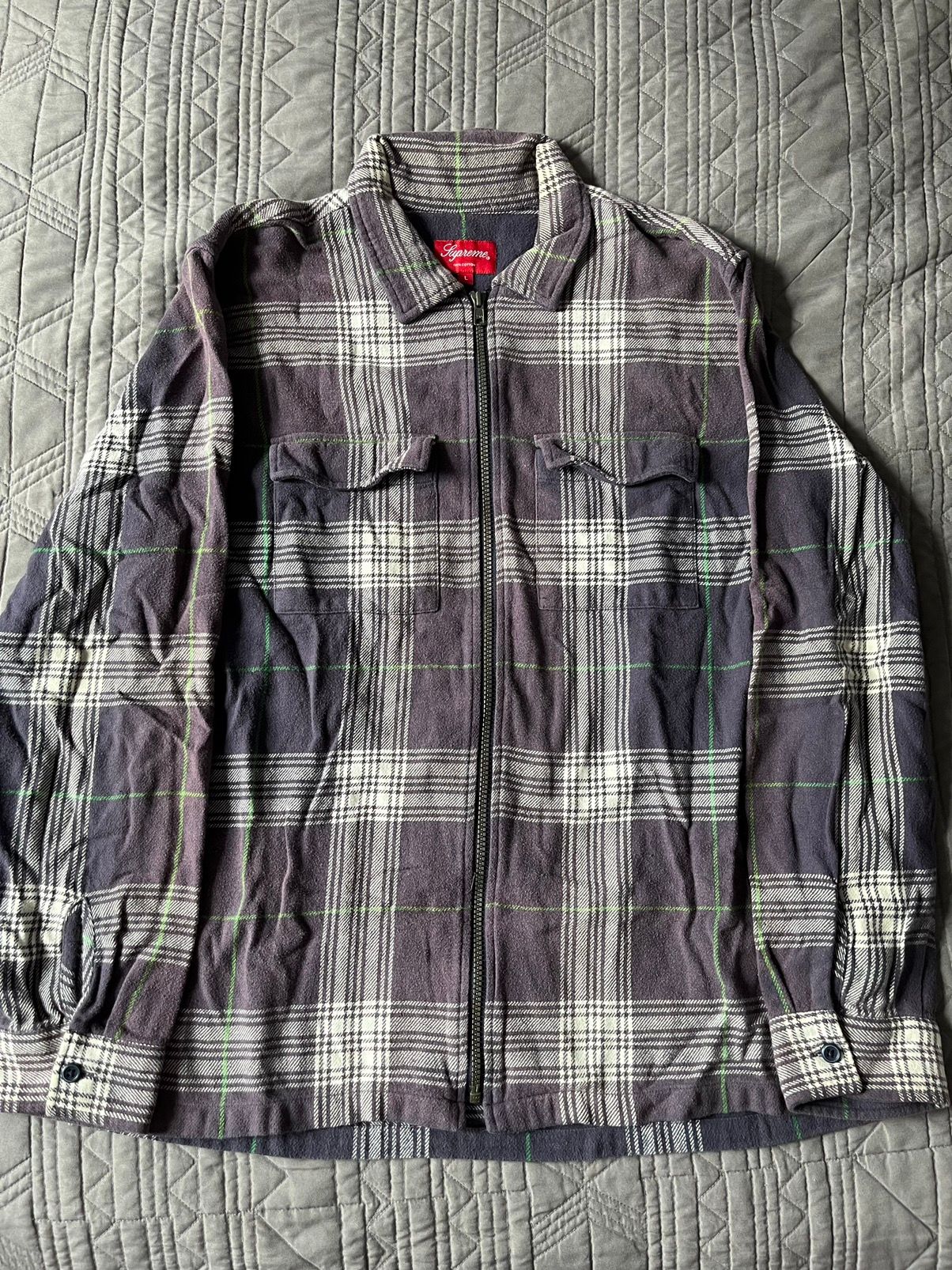 Supreme Supreme plaid flannel zip up shirt | Grailed