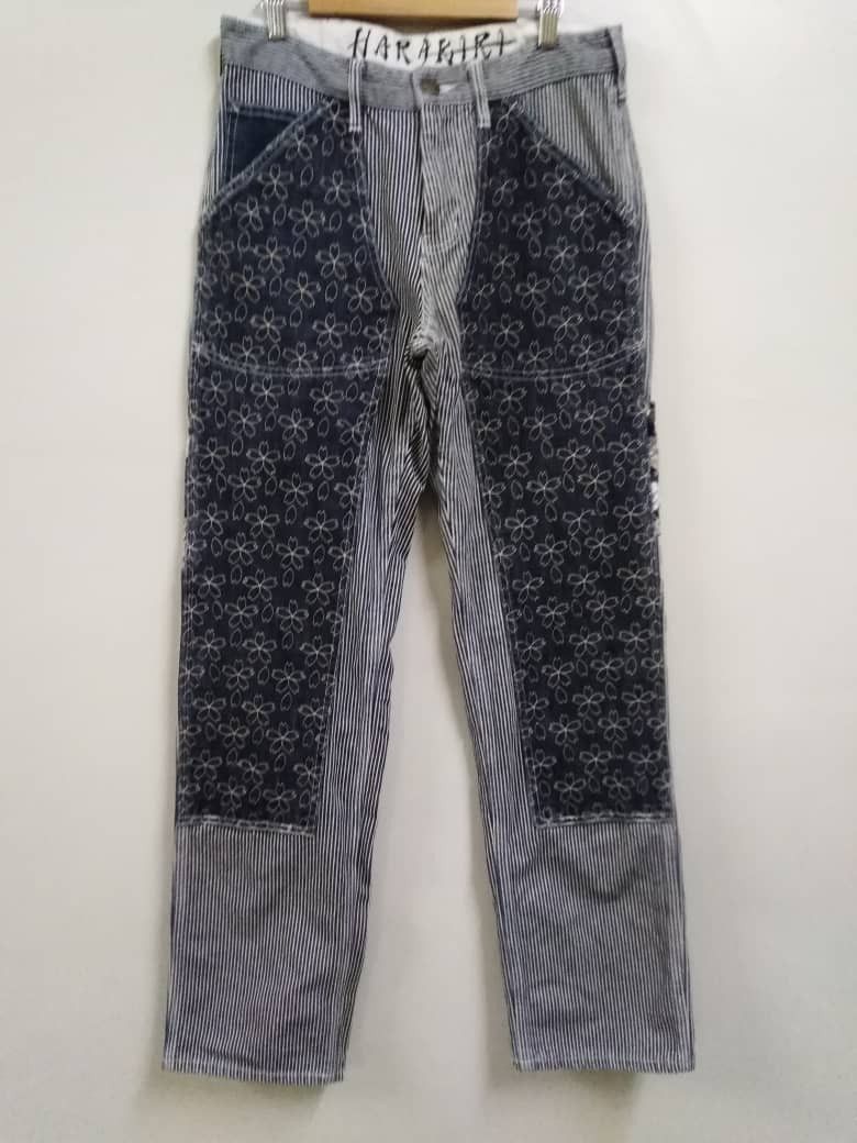 image of Beauty Beast x In The Attic Vintage Japan Sashiko Stitch Double Knee Hickory Stripe Pant (Size 30)