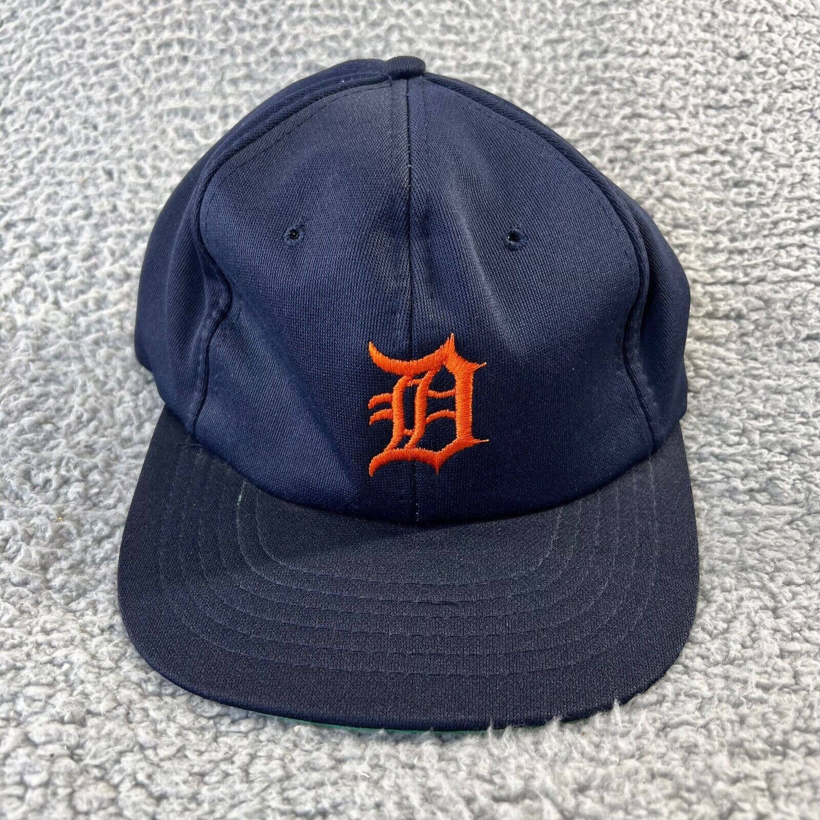 Vintage Detroit Tigers Snapback Hat Blue Old English D 80s