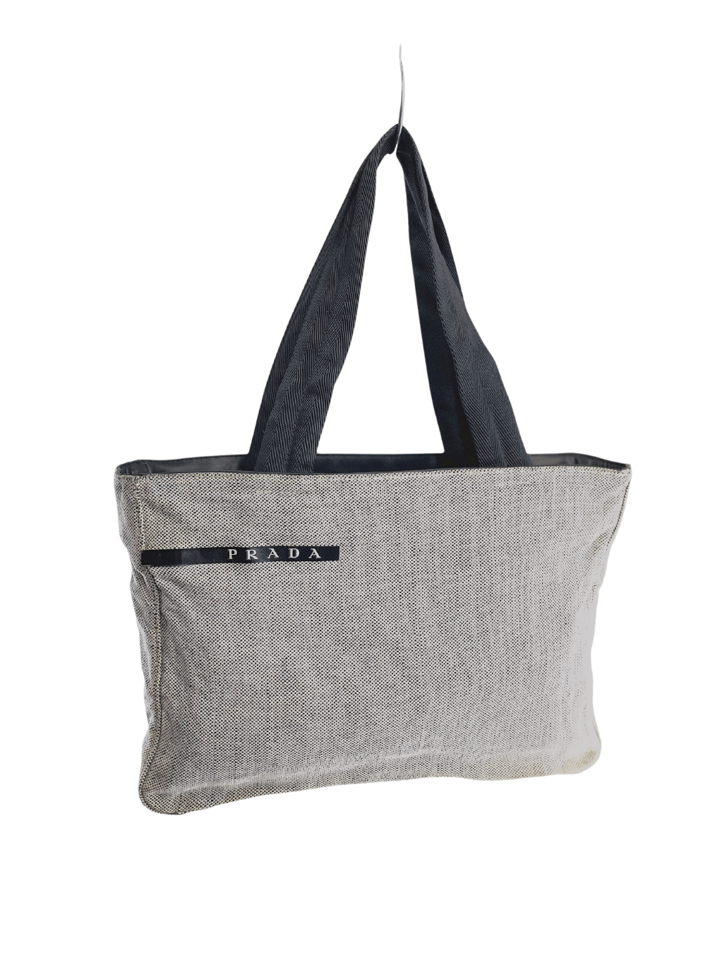 image of Prada Archival Linen Blend Shoulder Bag in Grey, Men's