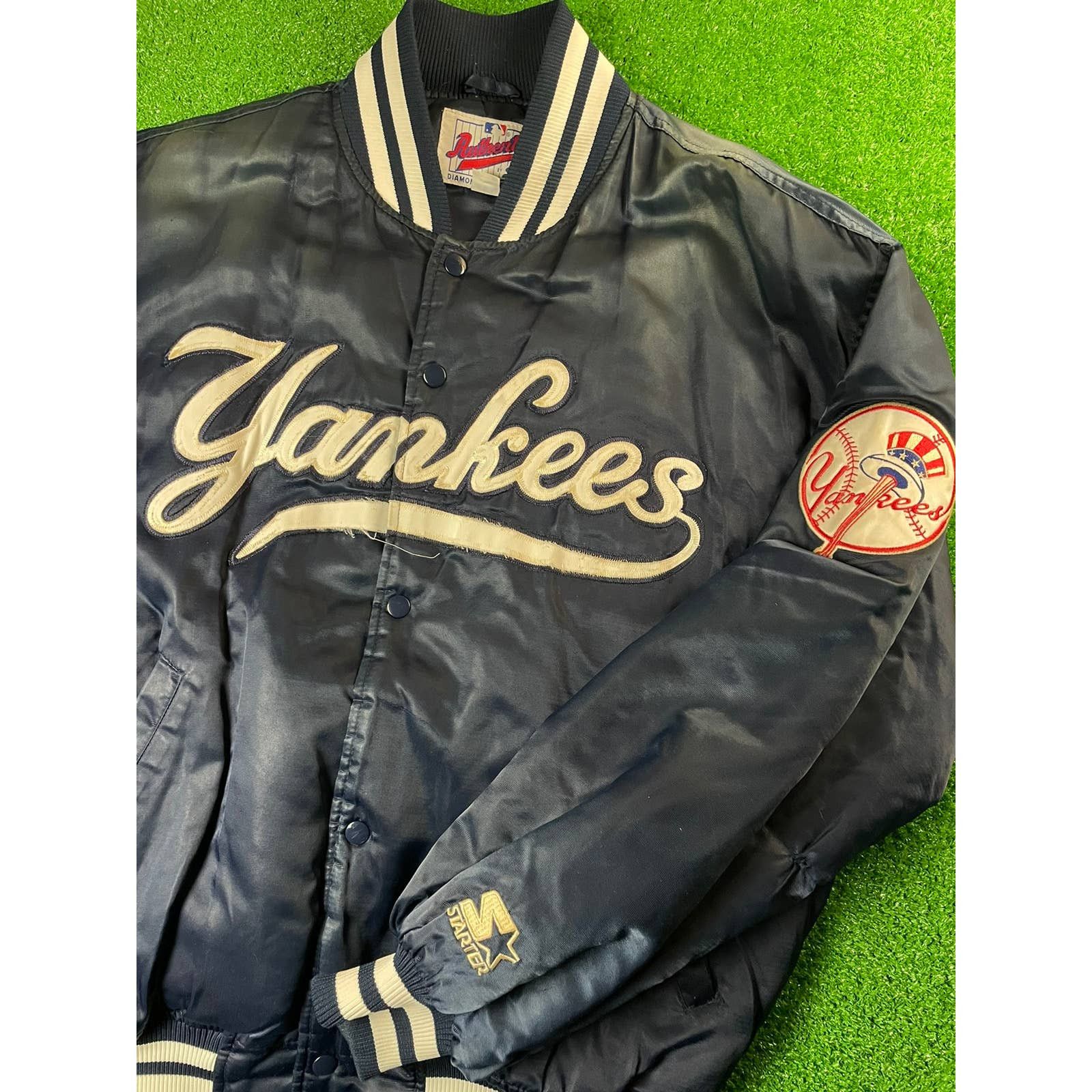 Blouson Bomber Satin Vintage Starter NY Yankees - Collection Diamant, Taille XL