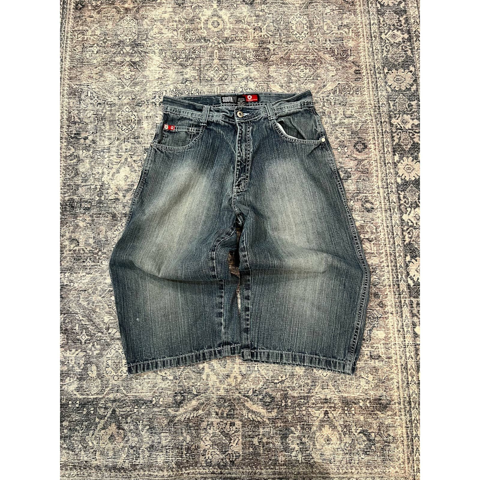 South Pole Grey Washed Vintage 3/4 Denim Shorts (S)
