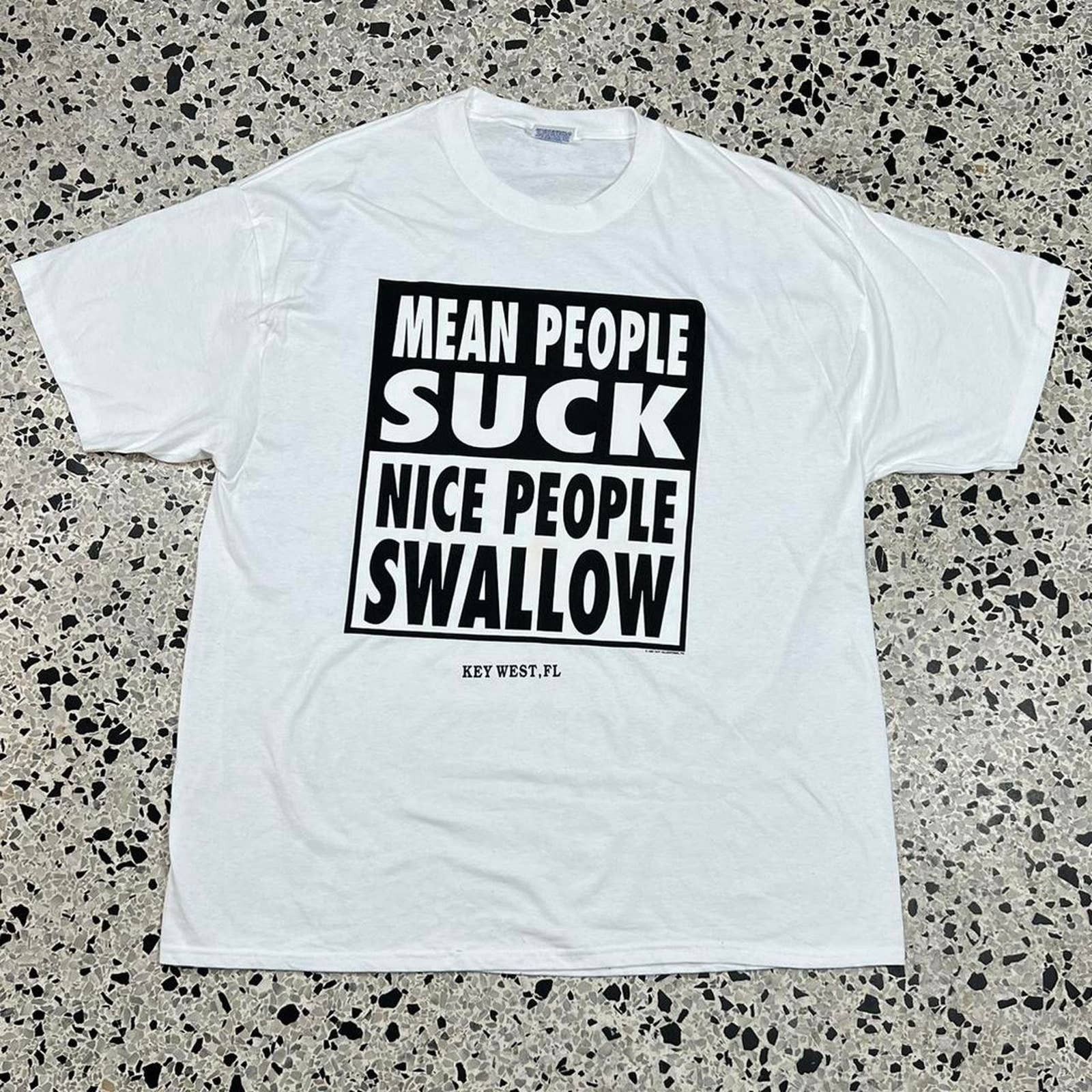 Unsound Rags × Vintage VINTAGE 90S MEAN PEOPLE SUCK NICE PEOPLE SWALLOW TEE Size US XL / EU 56 / 4 - 1 Thumbnail