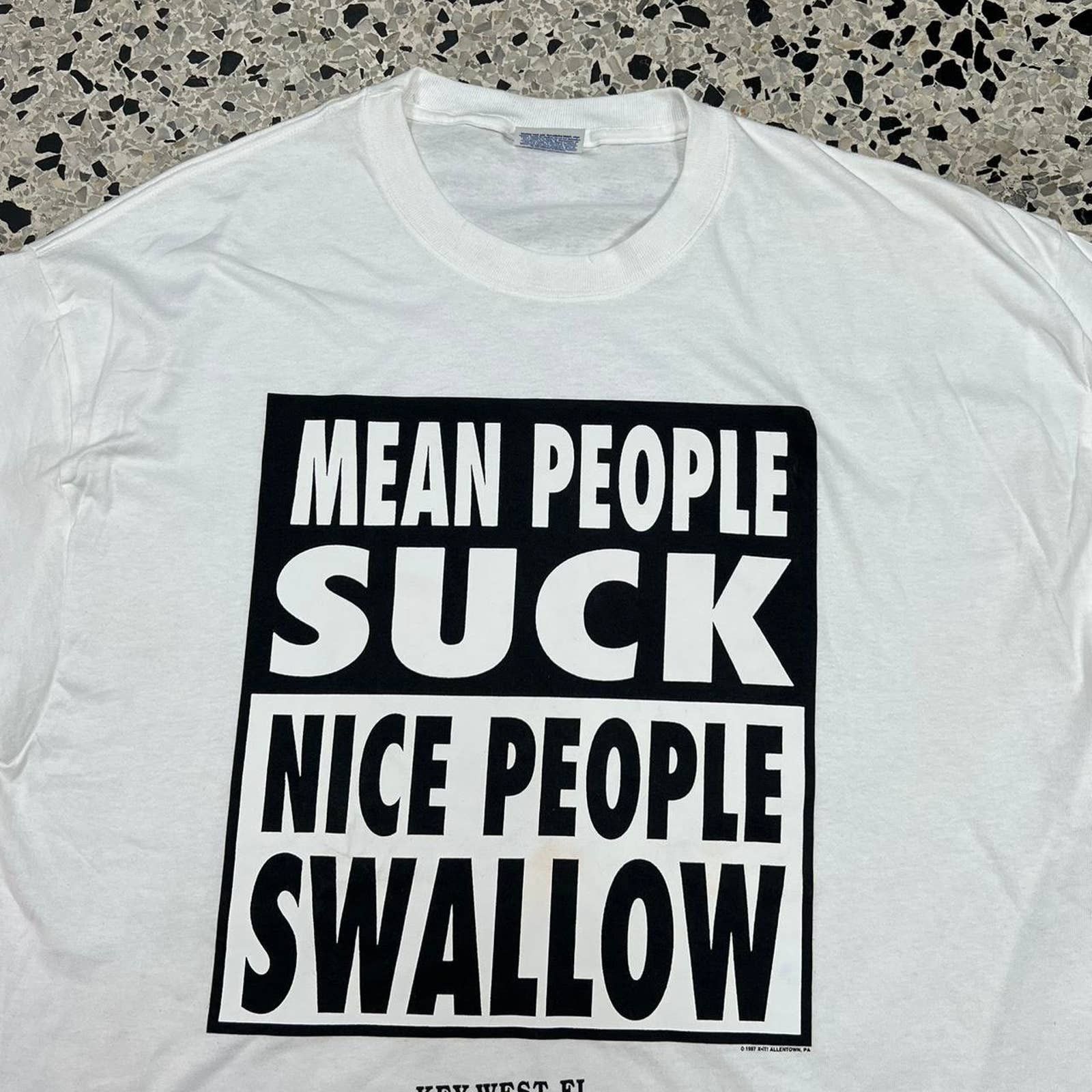 Unsound Rags × Vintage VINTAGE 90S MEAN PEOPLE SUCK NICE PEOPLE SWALLOW TEE Size US XL / EU 56 / 4 - 2 Thumbnail