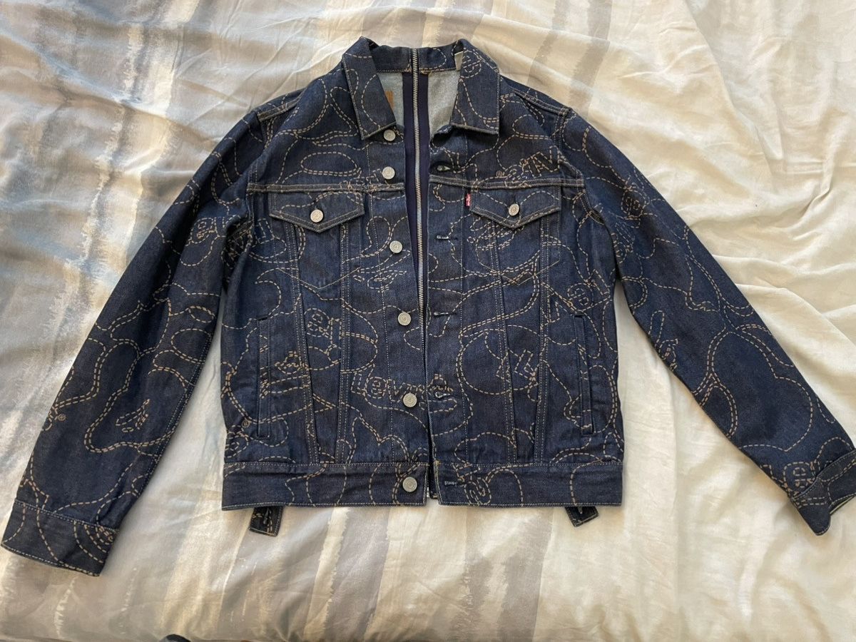 image of Bape X Levi's Camo Trucker Jacket in Indigo, Men's (Size Small)