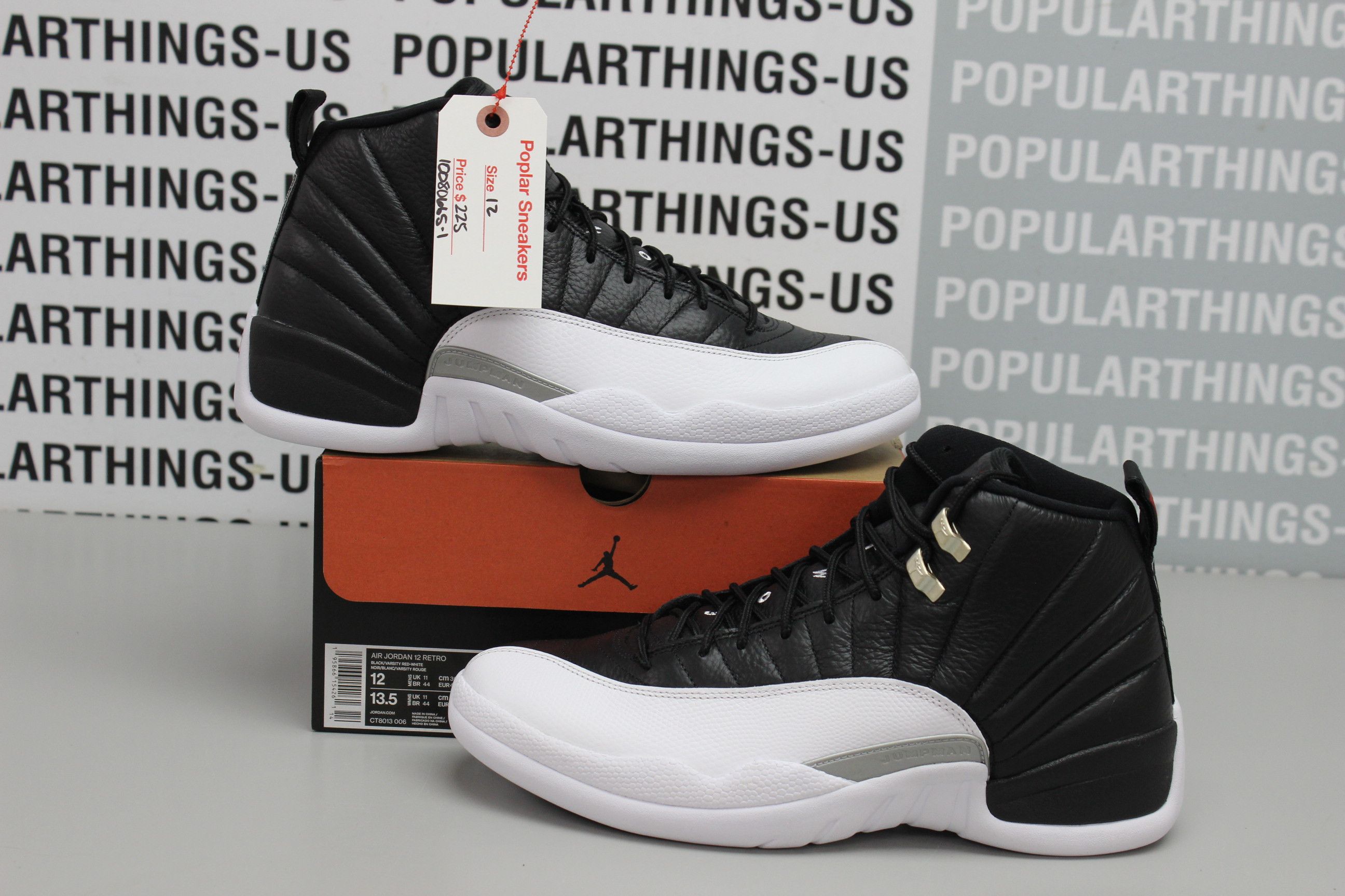 image of Air Jordan 12 Retro Playoff Size 12 Shoes in Black White, Men's