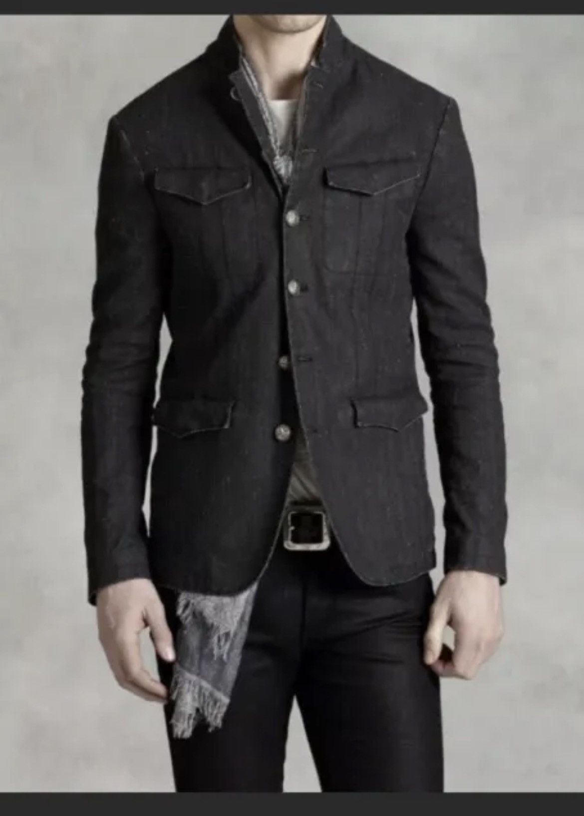 image of John Varvatos Linen Button Front Jacket. 48 in Black, Men's (Size Medium)
