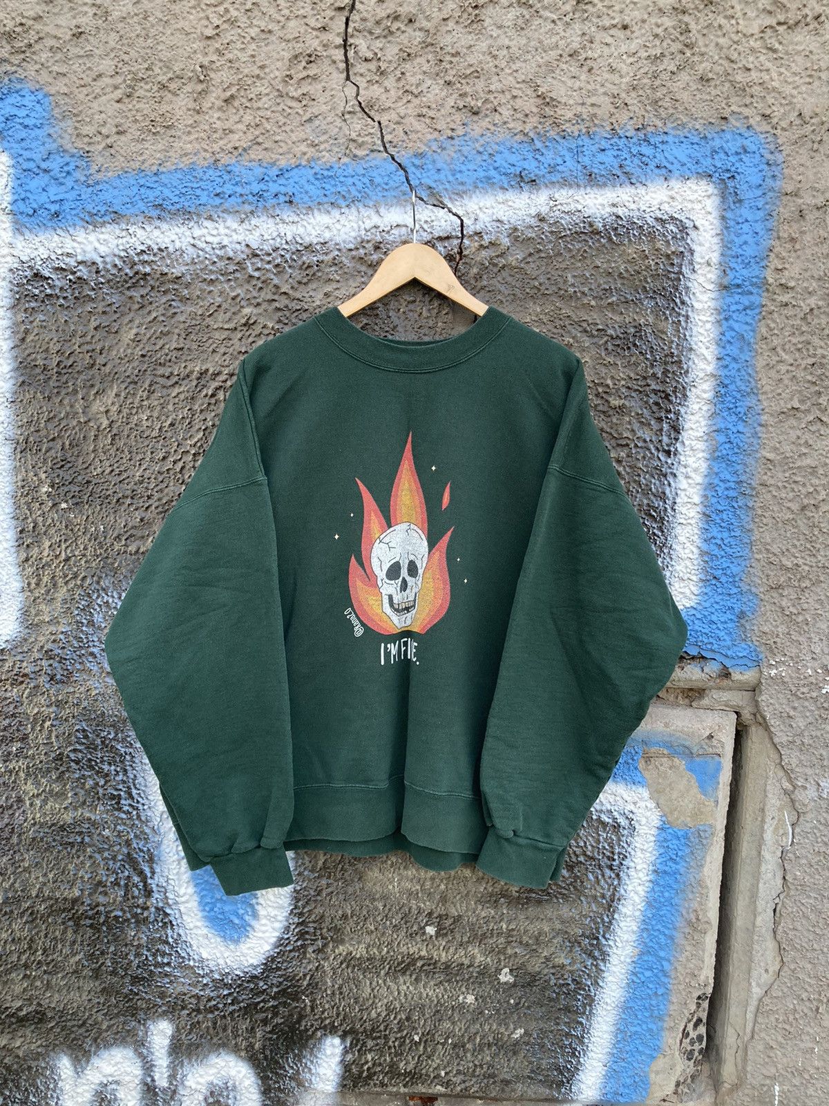 Hanes 🔥MUST HAVE🔥VINTAGE Y2K HANES FLAME SKULLS SCULL SWEATSHIRT Size US XL / EU 56 / 4 - 1 Thumbnail