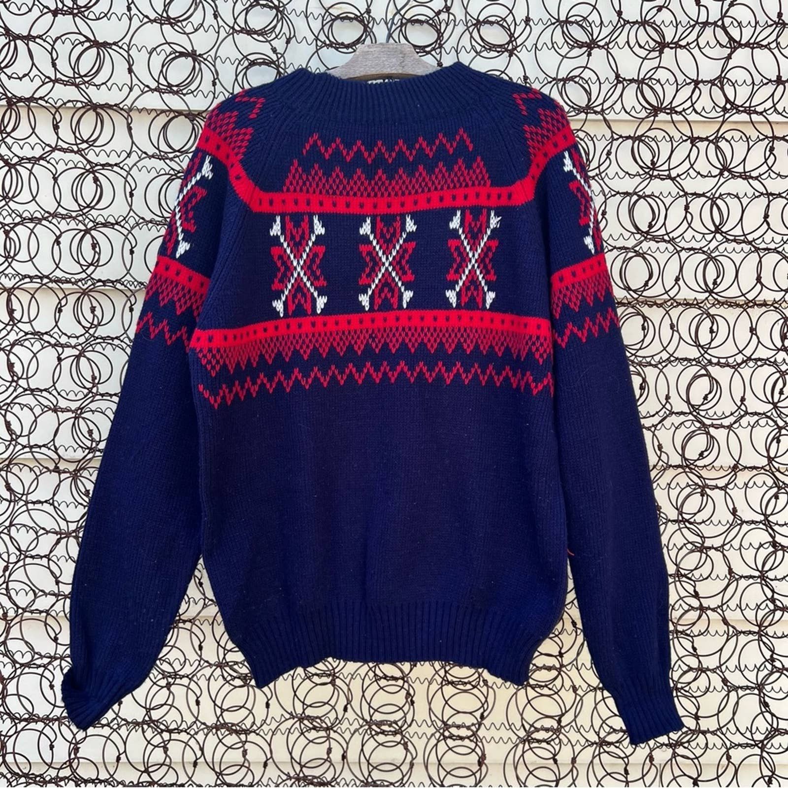 J.C. Penney 70s JCPenney red white navy blue fair isle snowflake ...