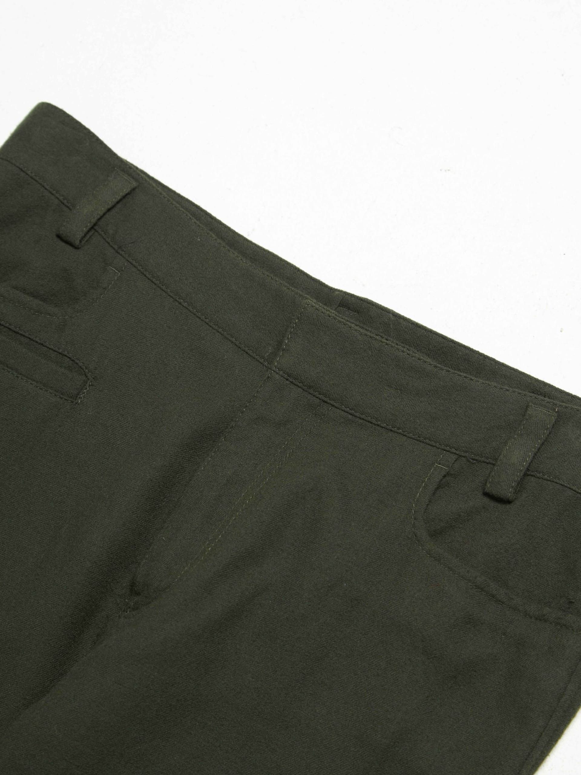 Khaki Cropped Wool Trousers