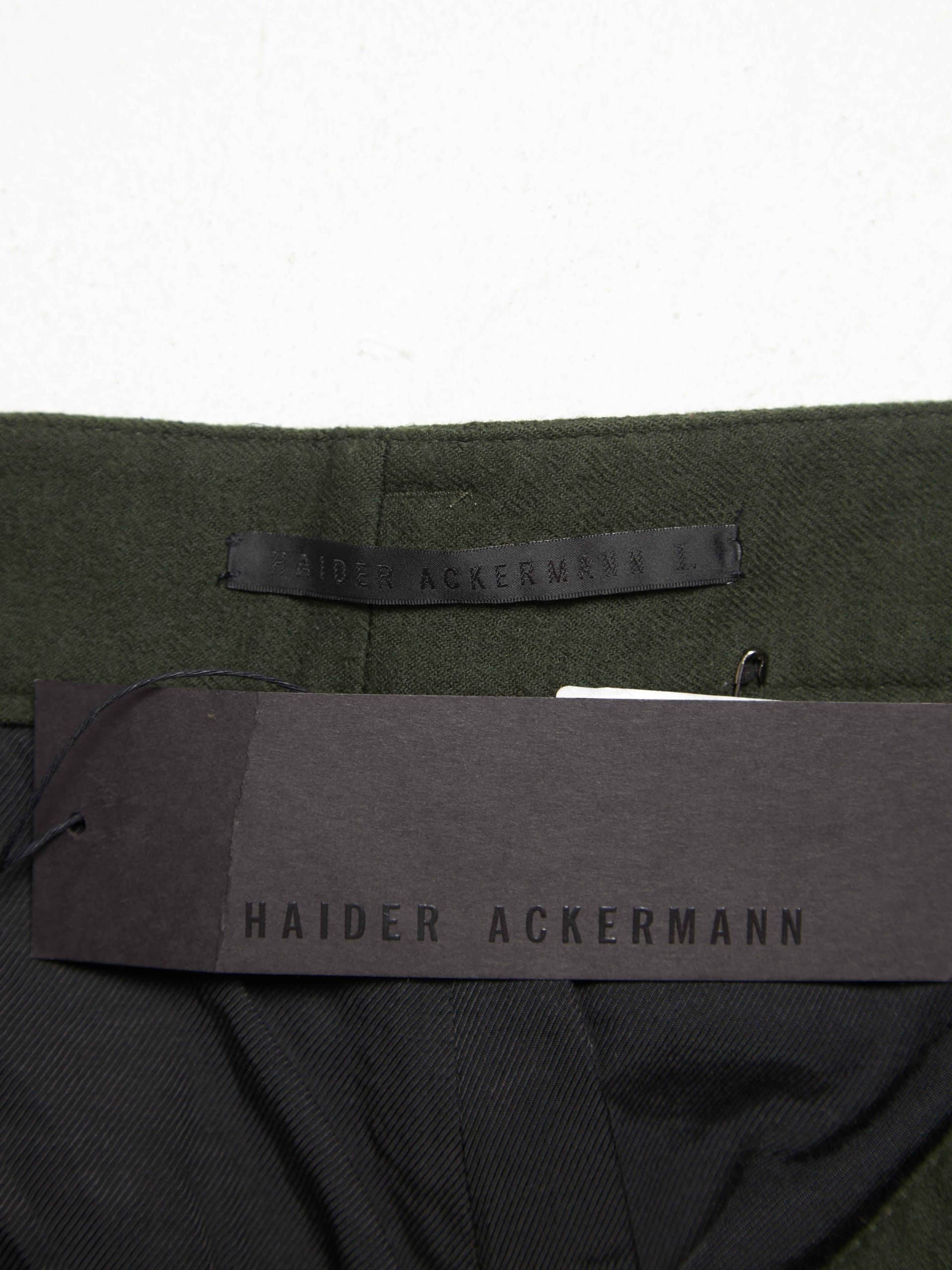 Khaki Cropped Wool Trousers