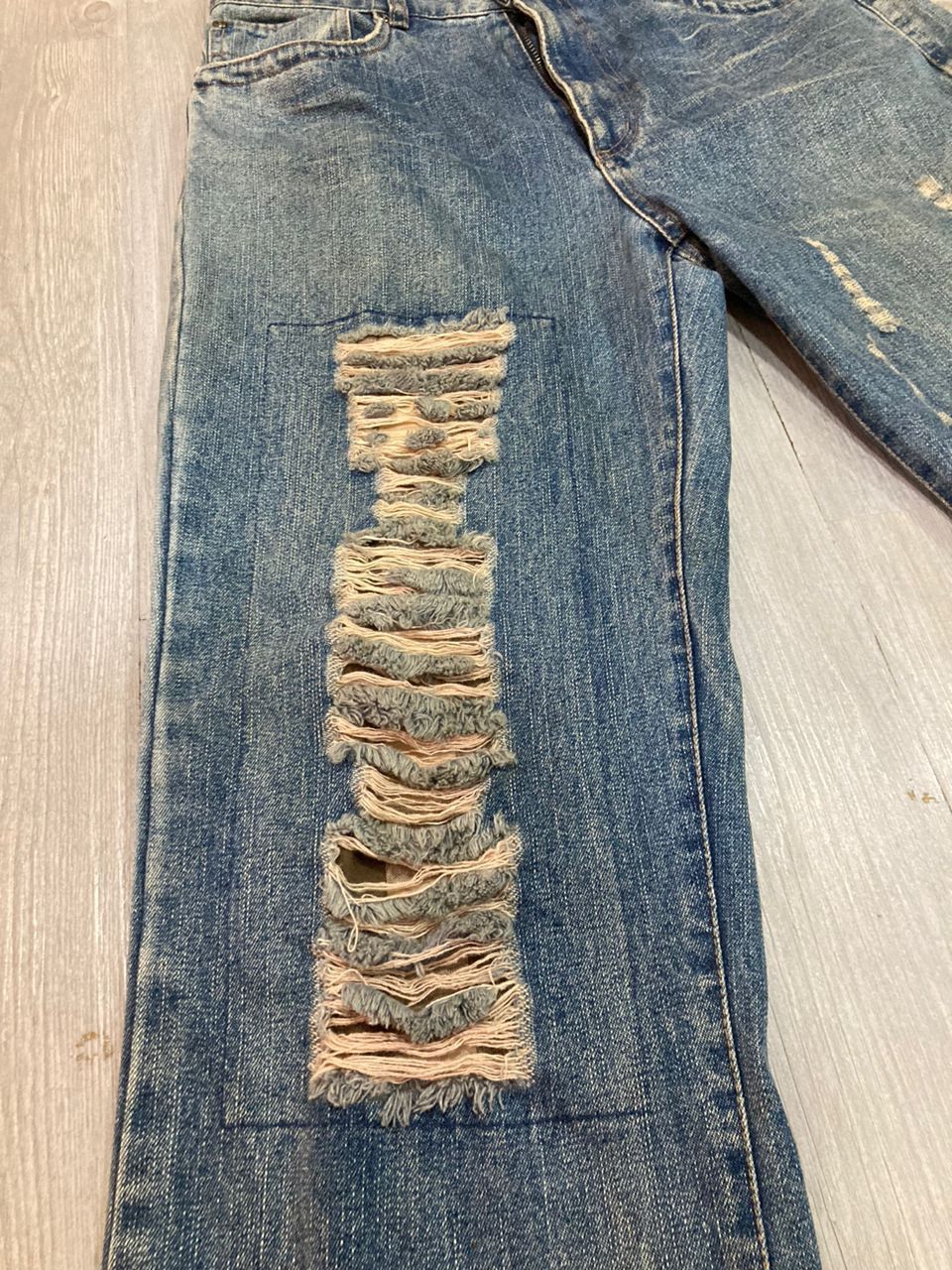 image of Distressed Denim x Hysteric Glamour Vintage Jungle Storm Jeans in Blue, Men's (Size 30)