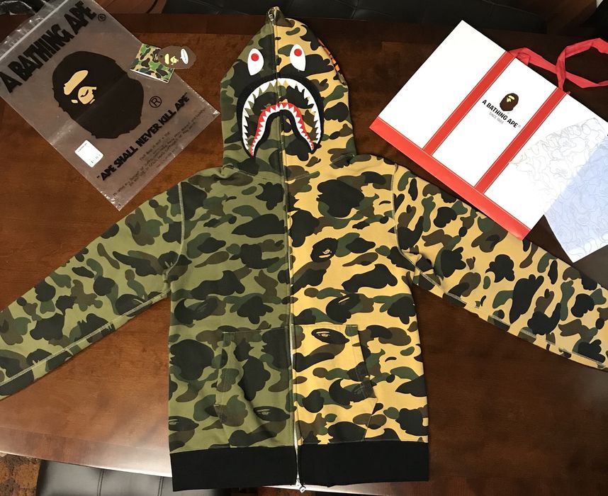 BAPE Shark 1st Camo Shark Relaxed Full Zip Hoodie Green for Women