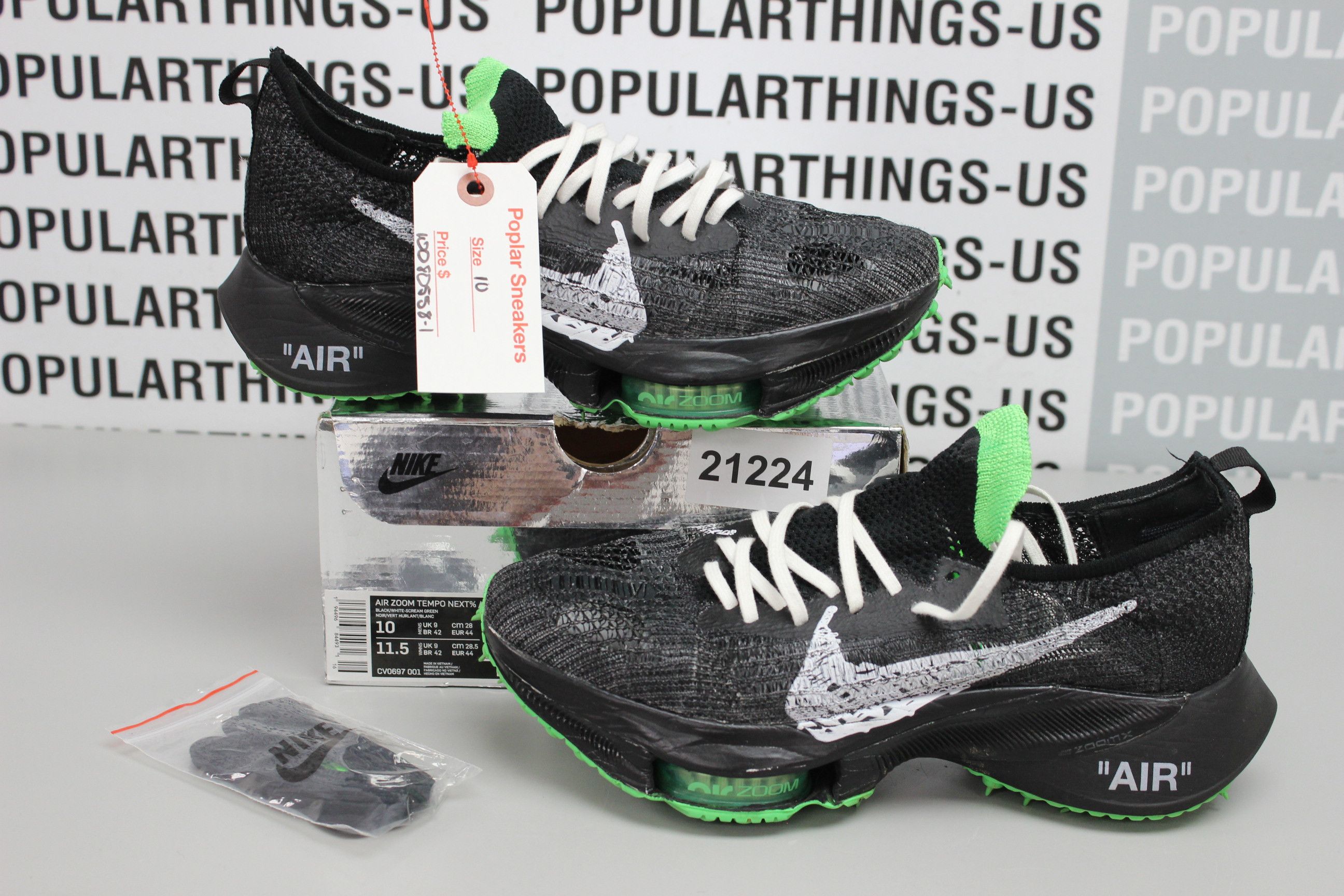 image of Nike Air Zoom Tempo / Off-White Size 10 Shoes in Black Green, Men's