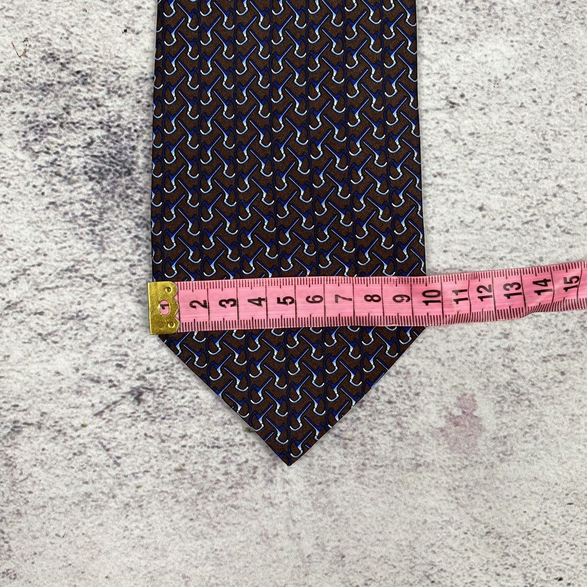 Celine Celine Paris Men’s Tie Pure Silk Brown Blue Logo Size ONE SIZE - 3 Thumbnail