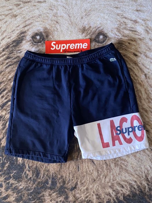 Supreme (M) FW19 Supreme x LACOSTE Logo Panel Sweatshorts | Grailed