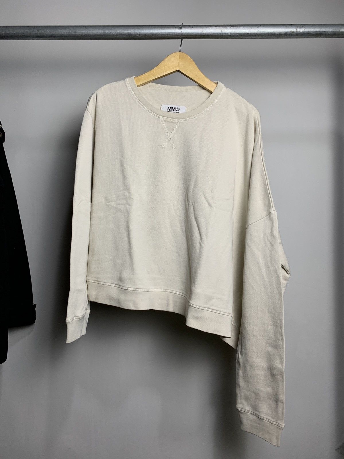 image of Maison Margiela Mm6 Assymetrical Cut Sweater in Broken White, Men's (Size Small)